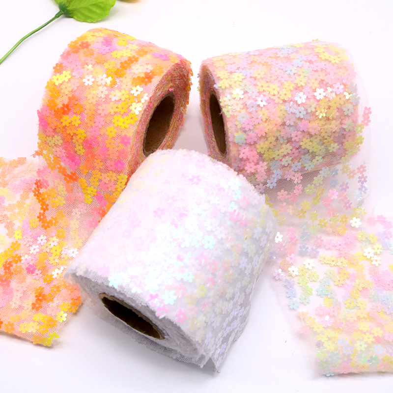 8cm 10cm 10 Yards Glitter Sequ - Organza Ribbon Spool avis et prix