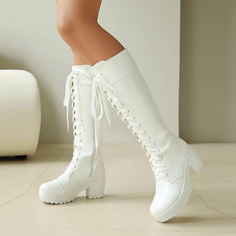 Womens Knee High Lace Up Comba - Guipure Lace Panel avis et prix