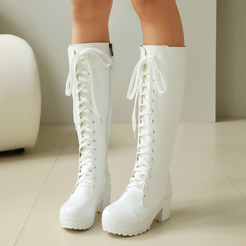 Womens Knee High Lace Up Comba - Guipure Lace Panel avis et prix